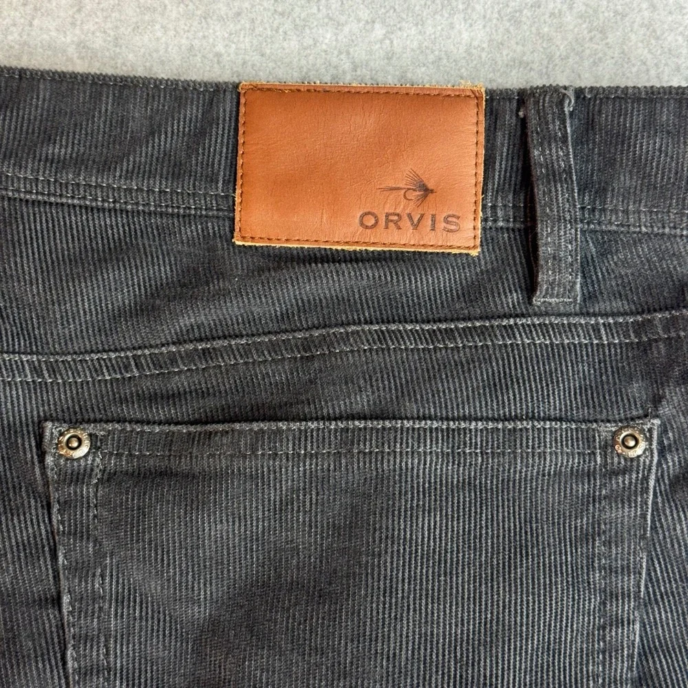 Orvis Mens Five Pocket Corduroy Pants Charcoal Gray Straight Leg 42x32